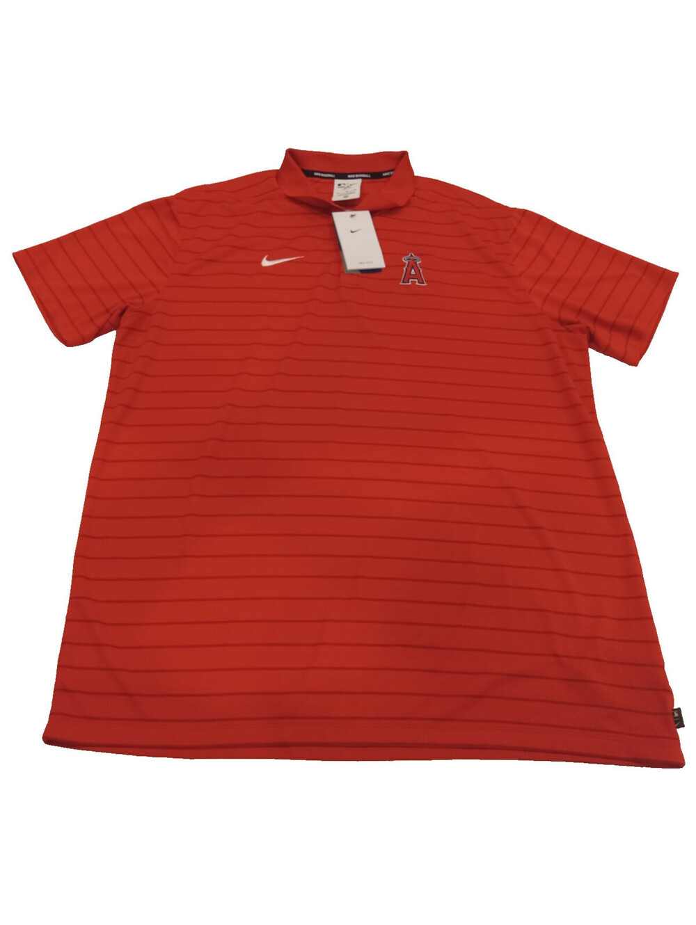 Nike Los Angeles Angels Polo Shirt Mens XL Red Striped Victory Dri-FIT Logo NWT